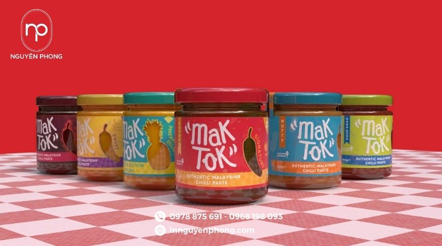 Mẫu tem dán gia vị thiết kế font chữ nổi bật